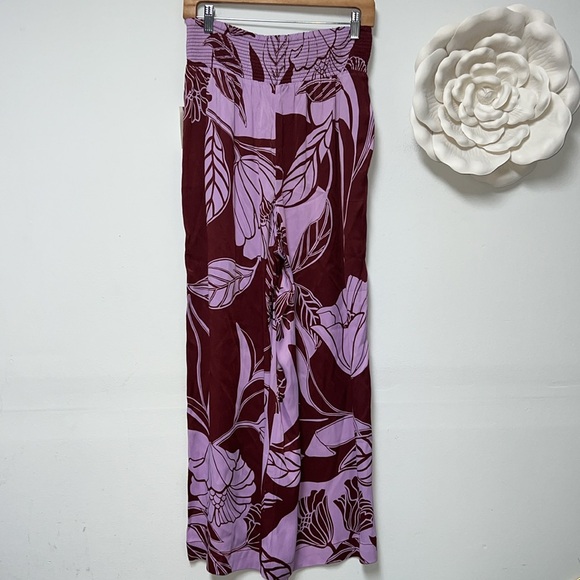 Anthropologie Maeve the saria smocked wide leg pants NWT side M - Picture 5 of 9